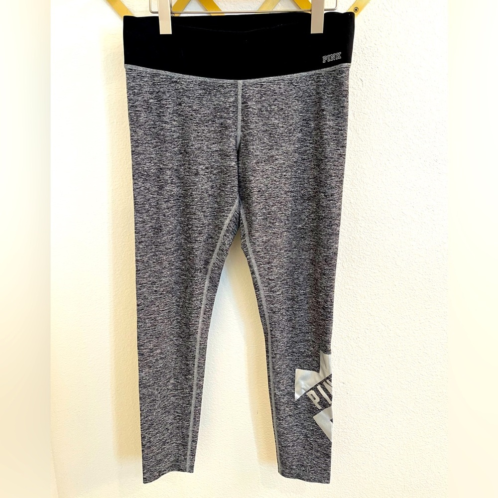 NWOT Pink Victorias Secret Ultimate Yoga Legging Medium Heather Grey Black